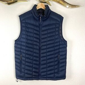 Lands' End Navy Dark Blue Full Zip Quilted Down Winter Vest